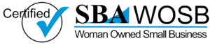 Certified SBA WOSB logo, indicating Woman Owned Small Business.