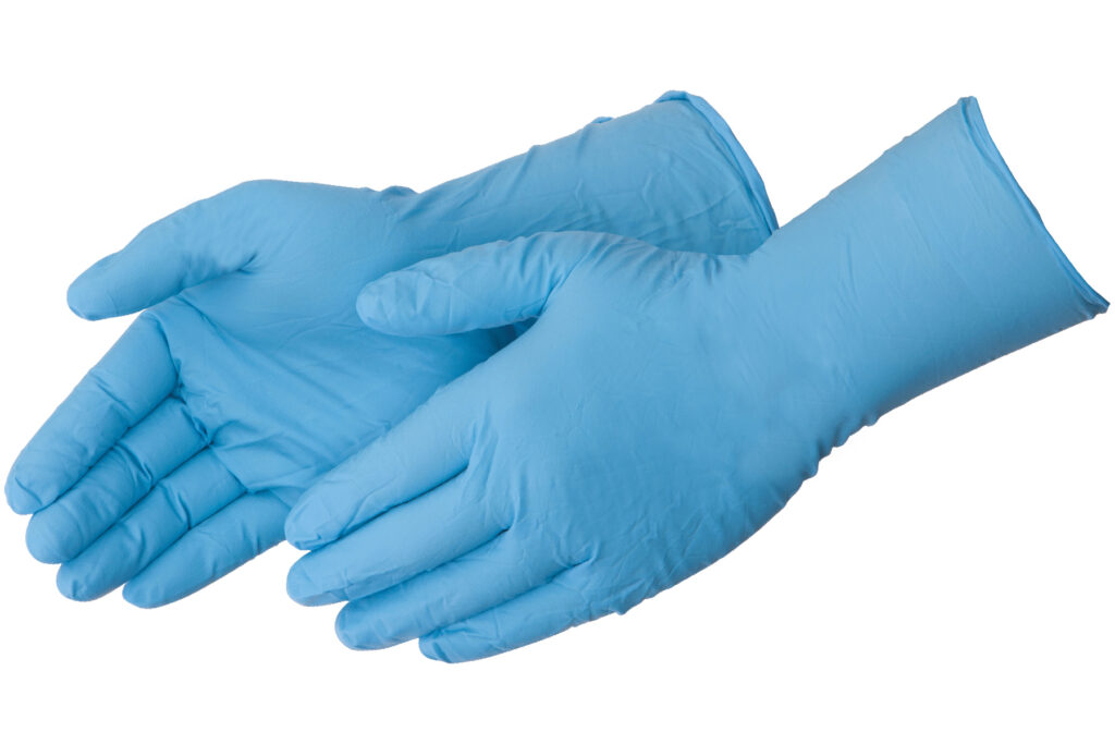 Blue nitrile gloves from American Protective Products.