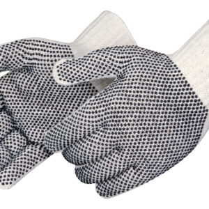 White cotton gloves with black PVC dots for grip.