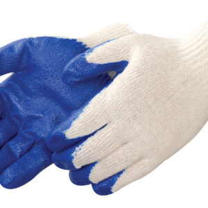 Blue and white protective gloves from American Protective Products.