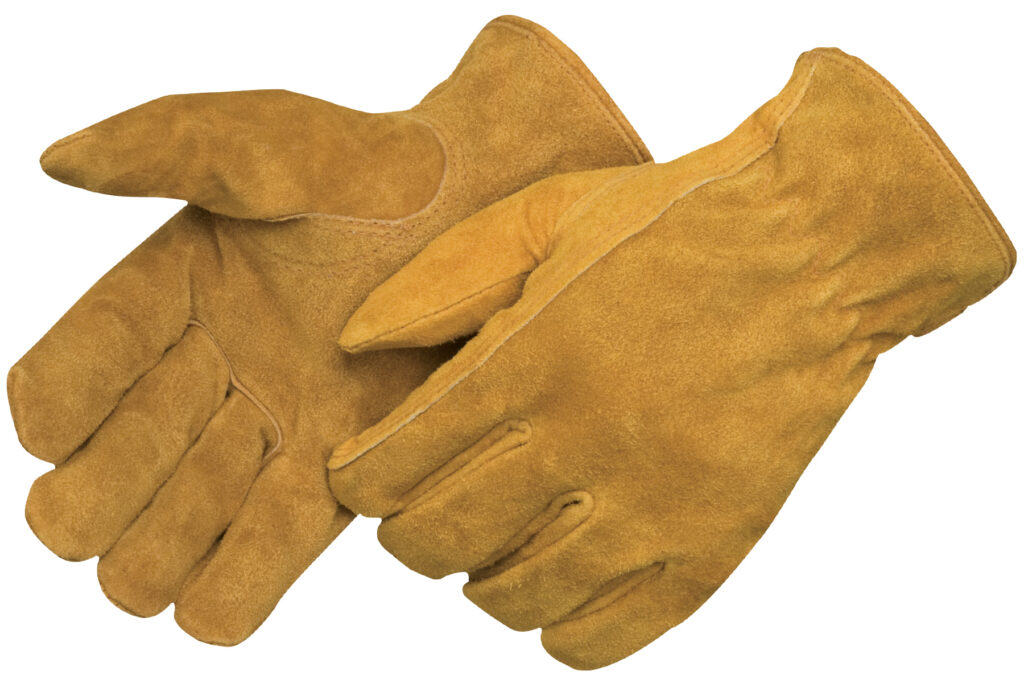 Brown leather work gloves from American Protective Products.