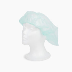 Light blue bouffant cap on a mannequin head.