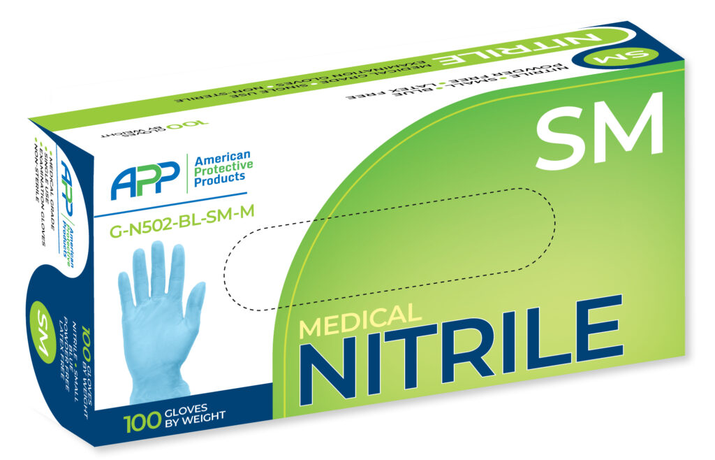 American Protective Products Powder Free Blue Nitrile 5.0 MIL Exam Glove - Image 2