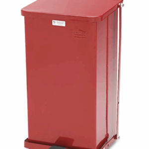 Red step-on biohazard waste container from American Protective Products.